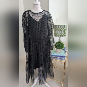 H&M Sheer Black Dress Polka Dot